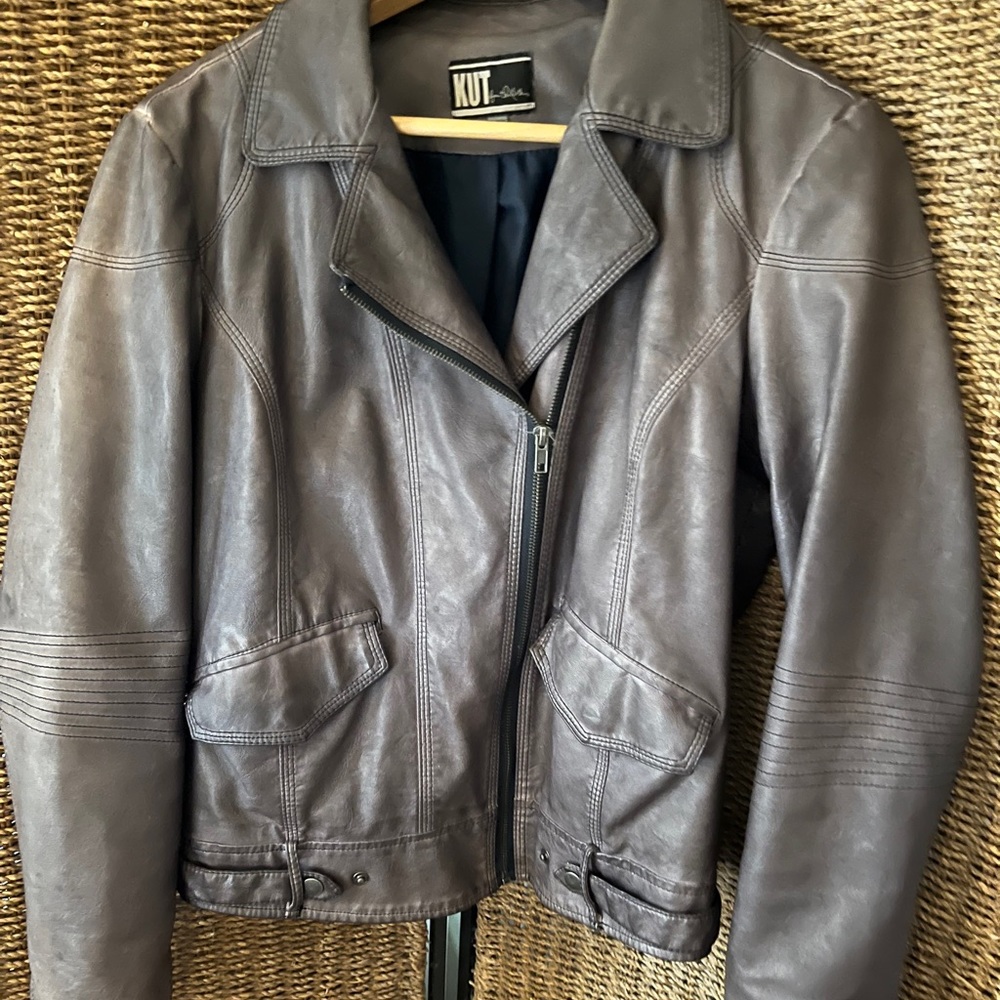 Leather Grey Purple Moro Jacket